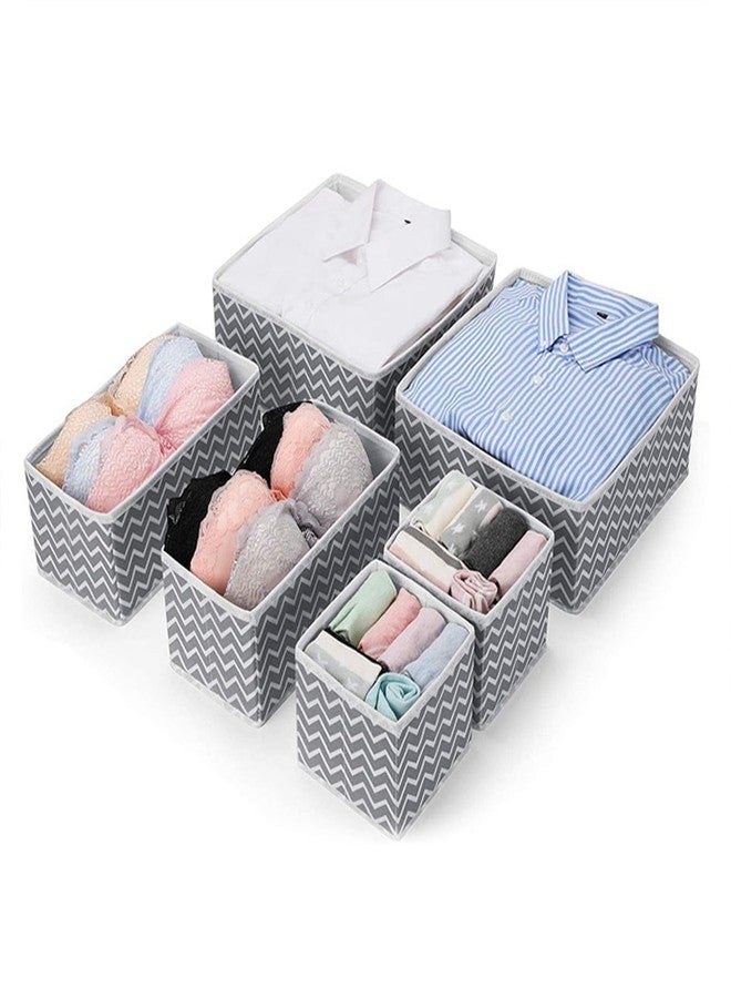 PulGos 6pcs Foldable Drawer Organizer for Home | Closet Storage Bins | Fabric Basket Boxes for Clothes, Wardrobe, Almirah & Cupboard | Undergarments & Accessories | Sturdy Fabric Organiser Set - Image 5